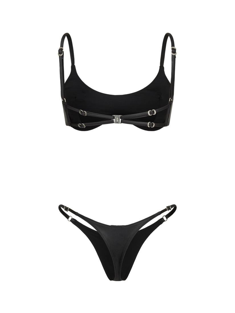 Swim Top Pirsing Leather Silver