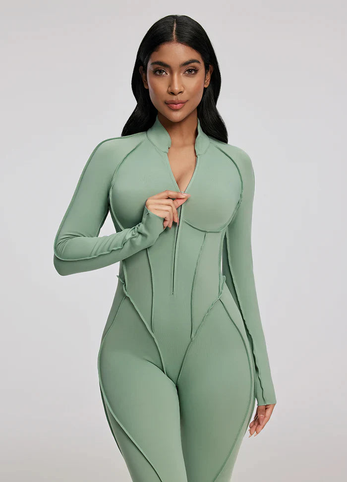 Open-Back Catsuit Olive