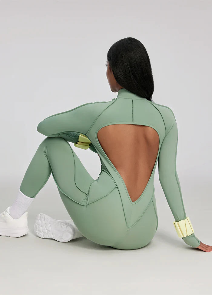 Open-Back Catsuit Olive