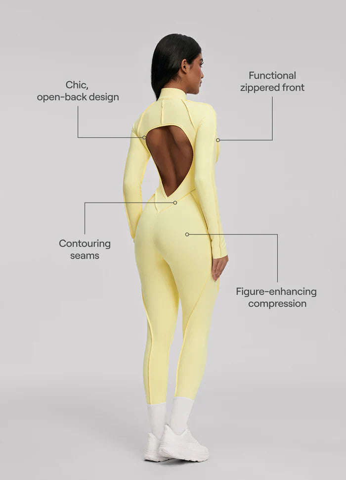 Open-Back Catsuit Yellow